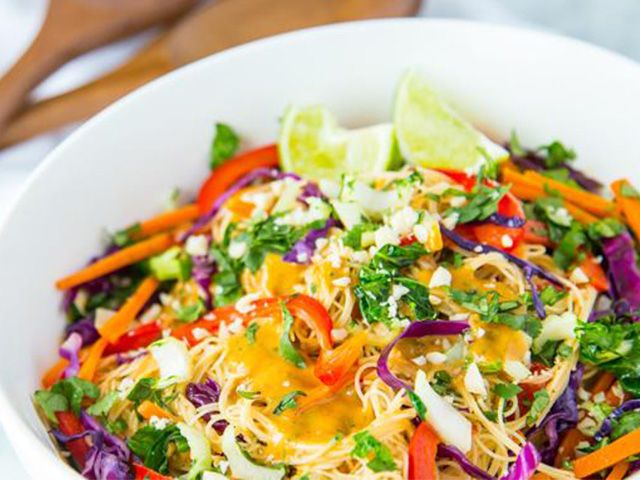 veggie peanut noodle recipe - 5 easy one pot vegetarian recipes - kitchen - goodhomesmagazine.com