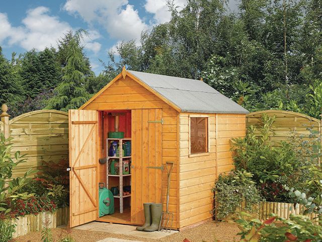 wooden garden shed - top tips for organising your garden shed - garden - goodhomesmagazine.com