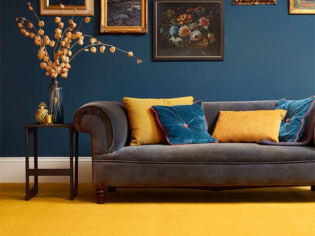 yellow living room carpet - how to clean your carpet ready for spring - inspiration - goodhomesmagazine.com