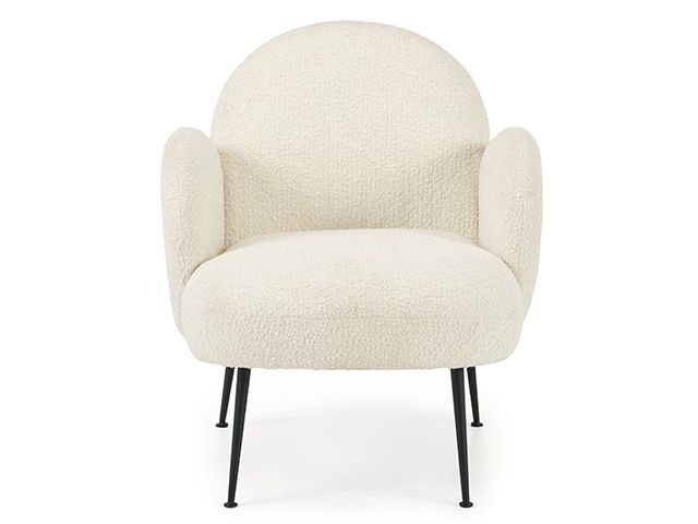 Bonnie Accent Armchair Whitewash Boucle with Black Legs - goodhomesmagazine.com - living room