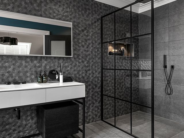 black framed shower door - how to create a stylish wet room - bathroom - goodhomesmagazine.com