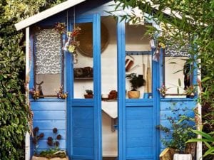 blue stylish shed - 5 swoon-worthy sheds on Instagram - gardens - goodhomesmagazine.com