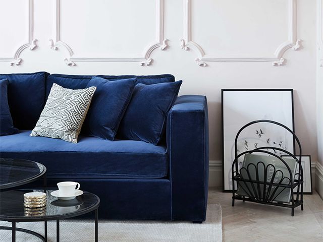 blue velvet sofa - how to get the boutique hotel look at home - inspiration - goodhomesmagazine.com