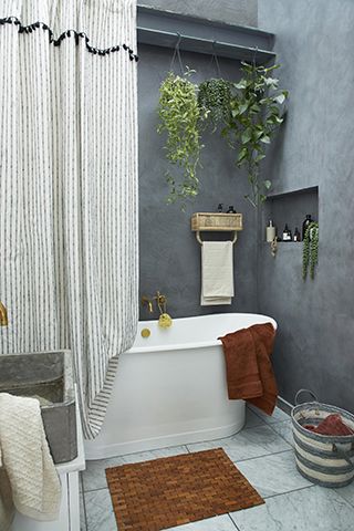 concrete grey bathroom - 5 unique styling tips for grey bathrooms - bathroom - goodhomesmagazine.com