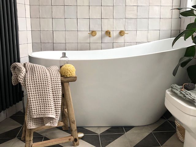 curved freestanding bath - take a look at interior stylist Kerry Lockwood's bathroom makeover - bathroom - goodhomesmagazine.com