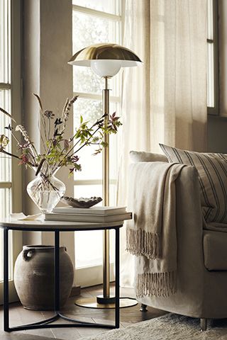 gold floor lamp -sneak preview of H&M Home's upcoming collection - shopping - goodhomesmagazine.com