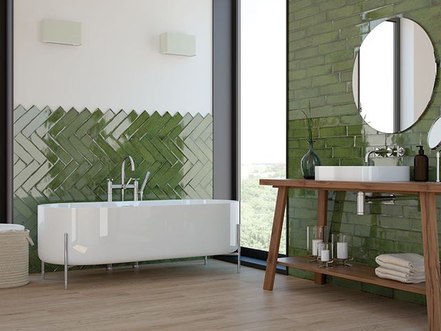 green and wood bathroom scheme - how to create a rustic bathroom - bathroom - goodhomesmagazine.com