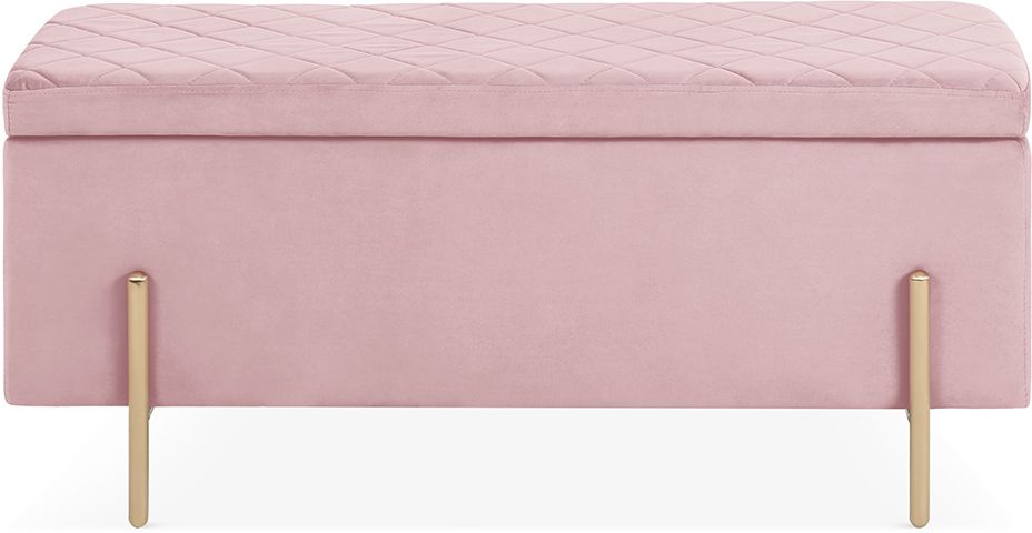 pink velvet bench gold legs - 6 indoor benches for space-saving seating - shopping - goodhomesmagazine.com