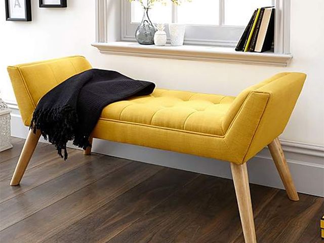 yellow bench - 6 indoor benches for space-saving seating - shopping - goodhomesmagazine.com