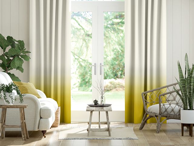 yellow ombre curtains - 7 ways to update your living room for free - living room - goodhomesmagazine.com