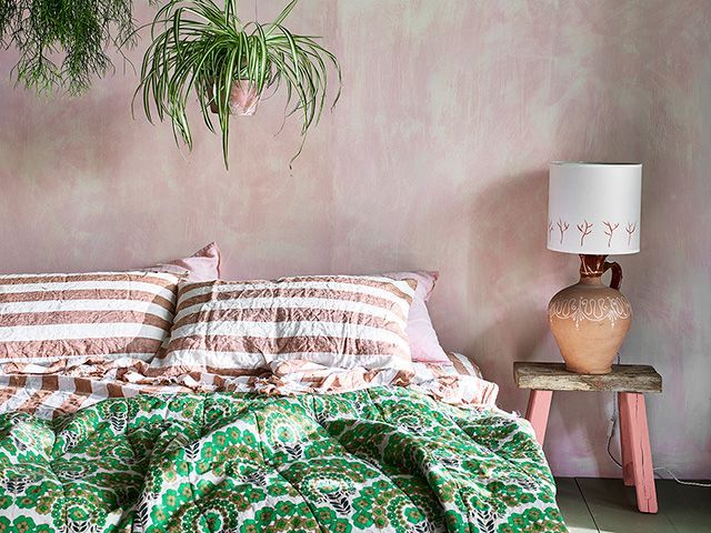 plaster effect wall paint in bedroom - inspiration - goodhomesmagazine.com