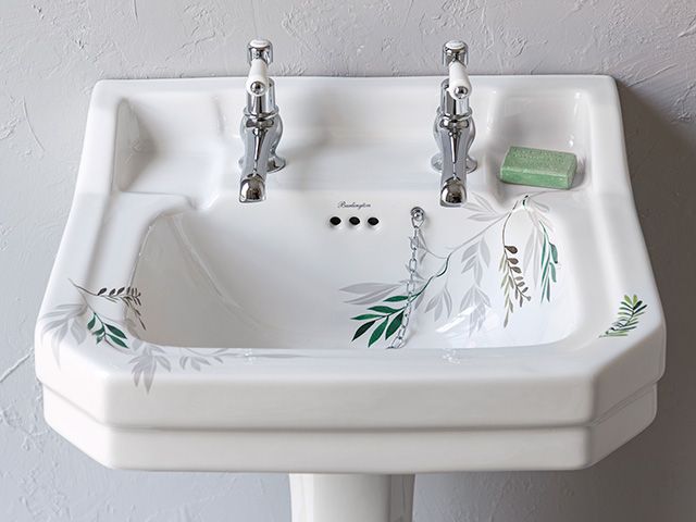 Burlington bathroom sink with forest illustration - goodhomesmagazine.com