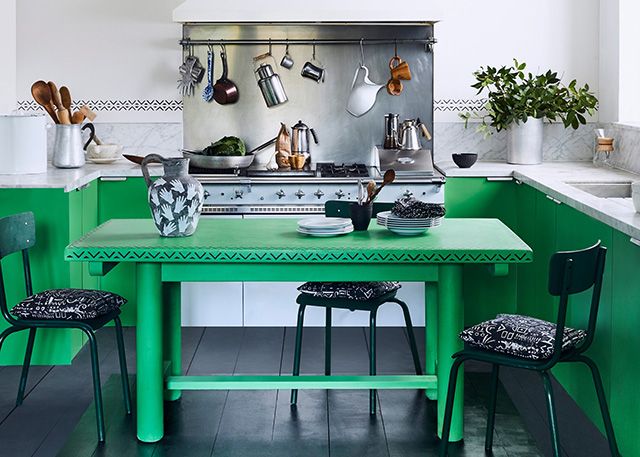 annie sloan antibes kitchen repainted - goodhomesmagazine.com