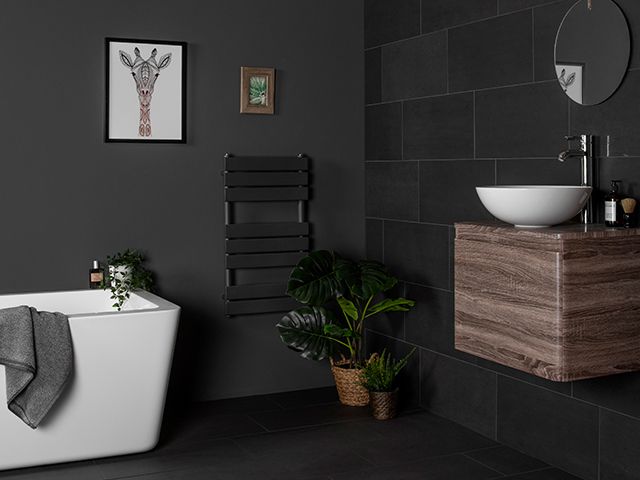black and dark grey bathroom - 5 dark interior myths debunked - inspiration - goodhomesmagazine.com