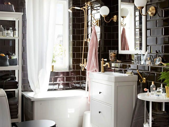 black gold andpinkbathroom - bathroom storage solutions for every interior style - bathroom - goodhomesmagazine.com