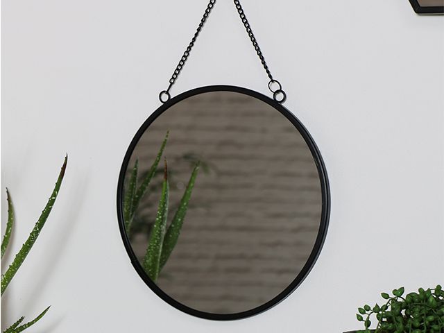 black hanging mirror - 5 stylish bathroom mirrors under £50 - inspiration - goodhomesmagazine.com
