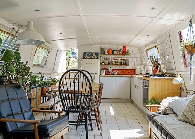 compact kitchen on a house boat - house tours - goodhomesmagazine.com