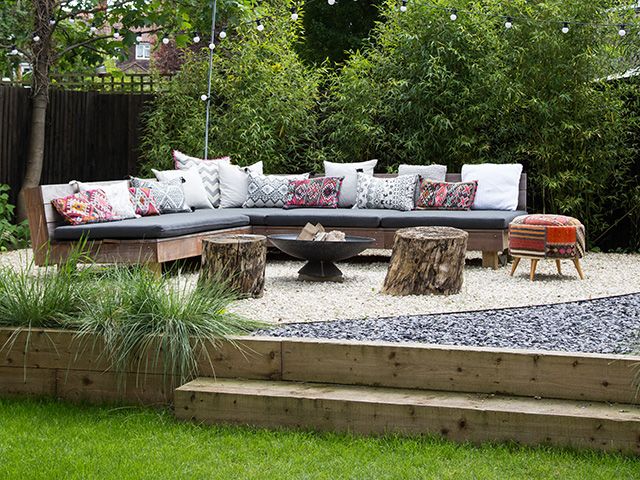 garden with gravel patio - goodhomesmagazine.com