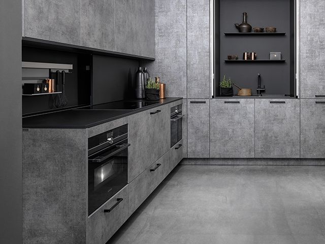 grey and black kitchen - how to make your kitchen look expensive - kitchen - goodhomesmagazine.com