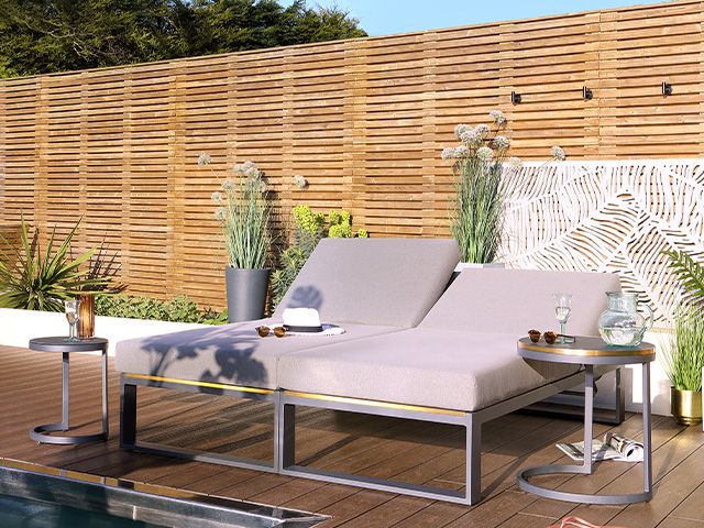 grey and gold sunloungers - 6 of the best sun loungers - garden - goodhomesmagazine.com