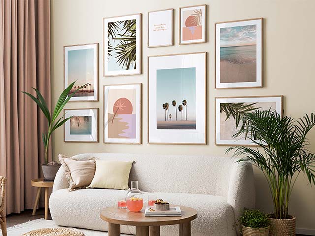 pastel gallery wall - summer art trends to incorporate in your interiors scheme - inspiration - goodhomesmagazine.com