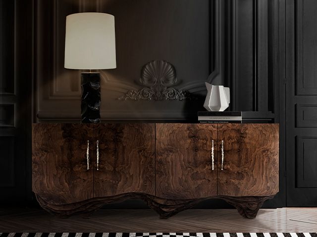 sideboard on black wall - 5 dark interior myths debunked - inspiration - goodhomesmagazine.com