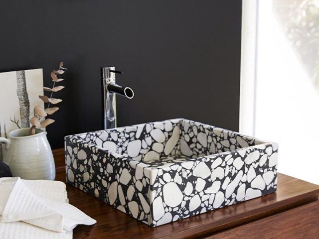 stone basin - design ideas for statement bathrooms - bathroom - goodhomesmagazine.com