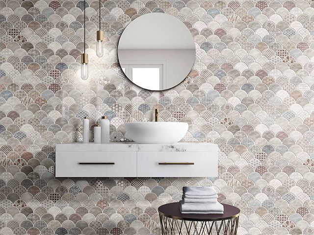 tiled scalloped bathroom - bathroom storage solutions for every interior style - bathroom - goodhomesmagazine.com