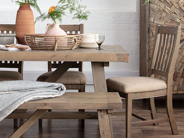 timber dining scheme - how to incorporate reclaimed materials in your home - inspiration - goodhomesmagazine.com