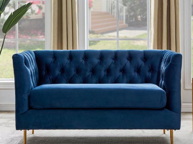 blue velvet sofa - a guide to choosing the perfect velvet sofa- living room - goodhomesmagazine.com
