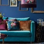 blue velvet sofa copy - our favourite aw20 interior design trends - inspiration - goodhomesmagazine.com