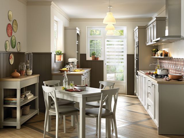 galley kitchen with dining area - goodhomesmagazine.com