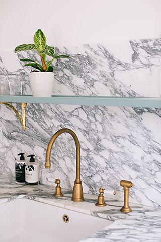 marble splashback kitchen - explore this modern country kitchen in the cotswolds - kitchen - goodhomesmagazine.com