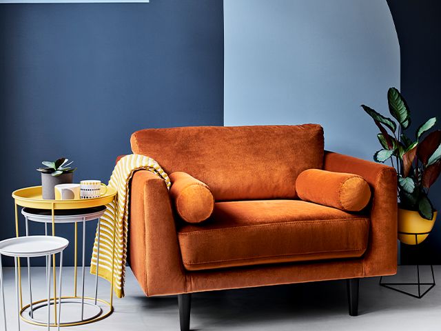 orange velvet chair copy - our favourite aw20 interior design trends - inspiration - goodhomesmagazine.com
