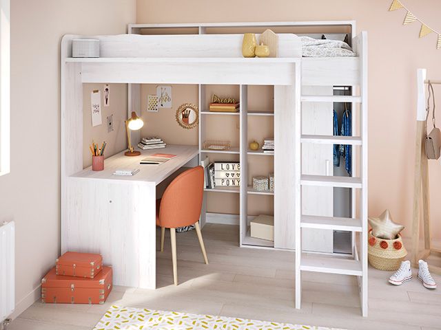 bunk bed desk in bedroom - home office - goodhomesmagazine.com