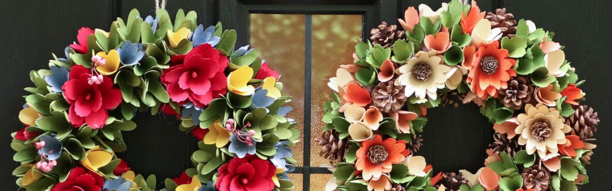 Pair of autumn wreaths on front door - inspiration - goodhomesmagazine.com