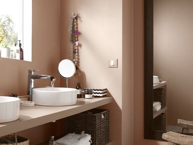 beige bathroom - 5 bathroom paint ideas for a fun and fresh bathroom - bathroom - goodhomesmagazine.com