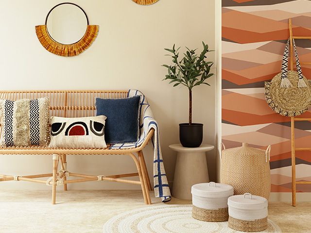 boho living space- 5 creative orange decorating ideas - inspiration - goodhomesmagazine.com