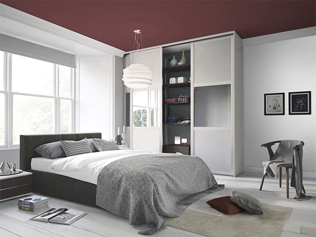 dark burgundy ceiling in bedroom - 6 creative bedroom paint ideas - bedroom - goodhomesmagazine.com