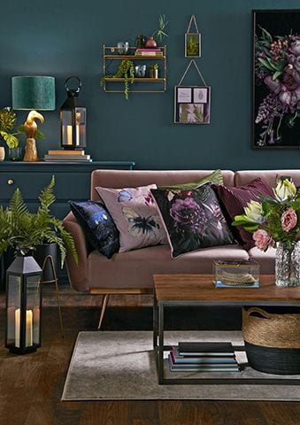 floral dark scheme - 5 ways to create a cosy lighting scheme - inspiration - goodhomesmagazine.com