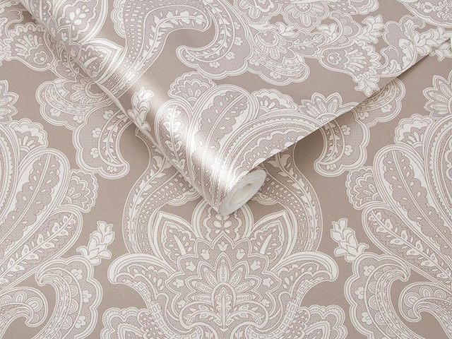 beige damask wallpaper in dulux's brave ground - news - goodhomesmagazine.com