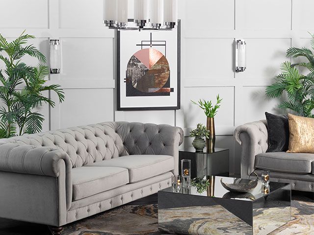 grey living room with chesterfield sofa - 6 grey living room ideas to inspire you - living room - goodhomesmagazine.com