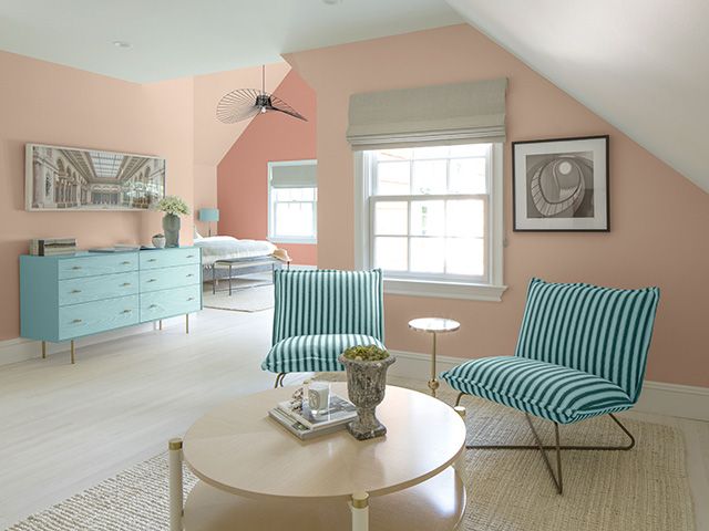 johnstones paint palette Be Well in a loft room - inspiration - goodhomesmagazine.com