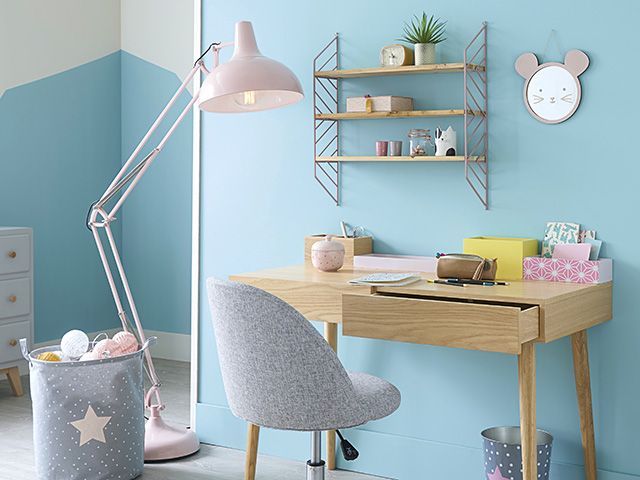 kids desk space in pastel bedroom - home office - good homes