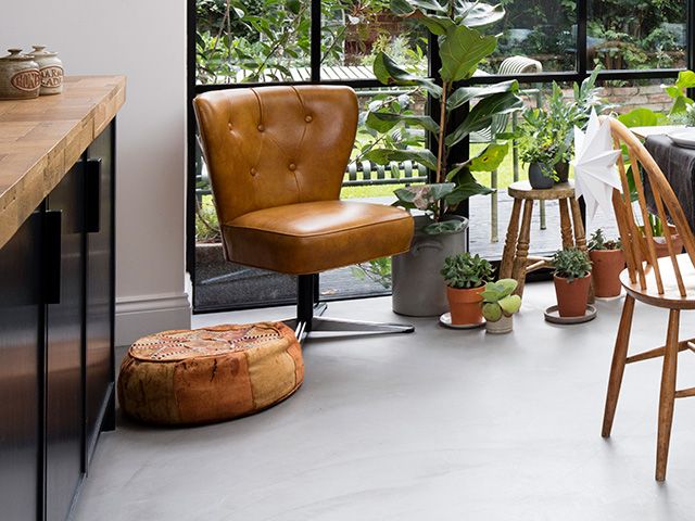 kitchen dining space with polished concrete floors - inspiration - goodhomesmagazine.com