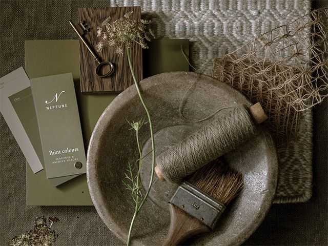 neptune olive colour moodboard - inspiration - goodhomesmagazine.com 