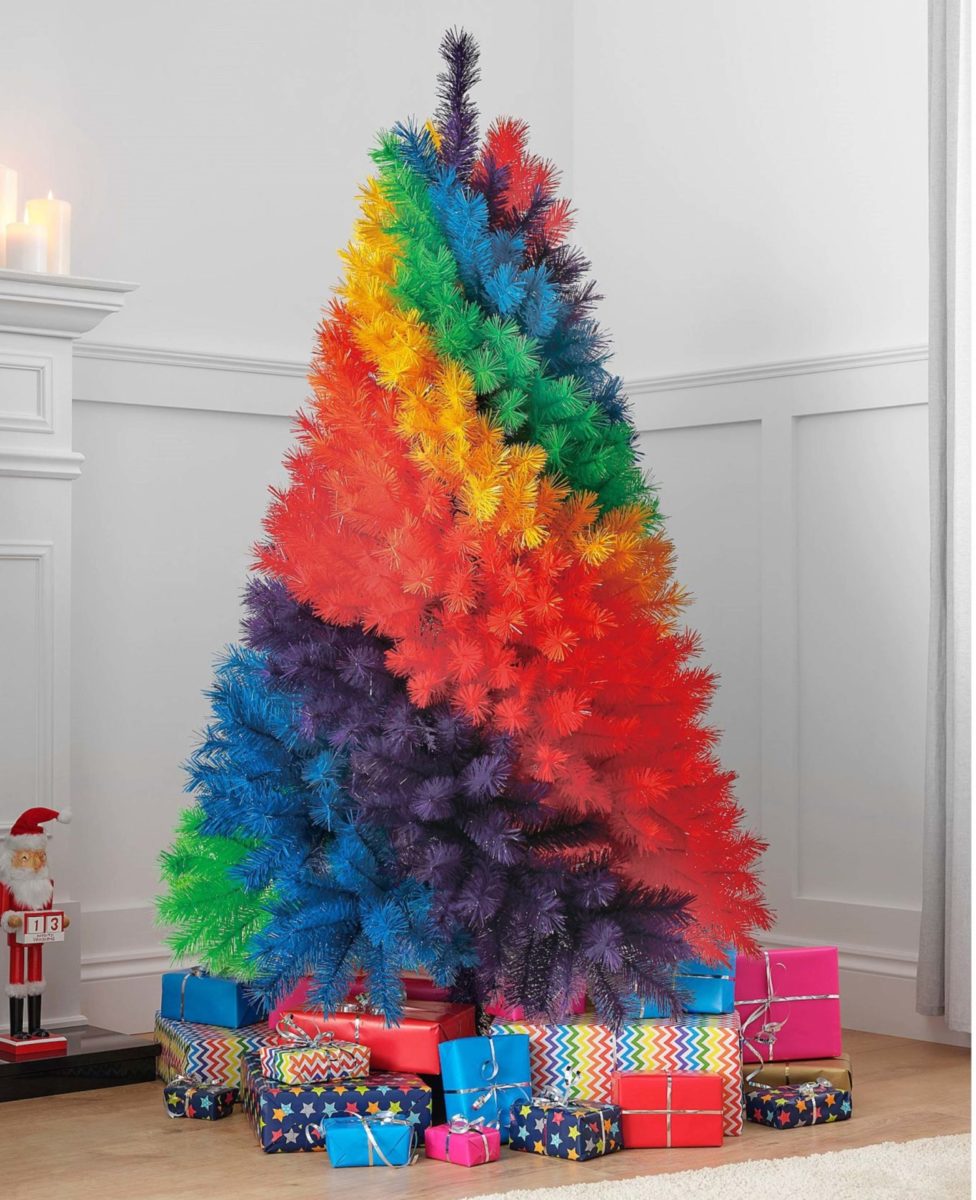 rainbow big christmas tree - asda launches giant rainbow christmas tree! - news - goodhomesmagazine