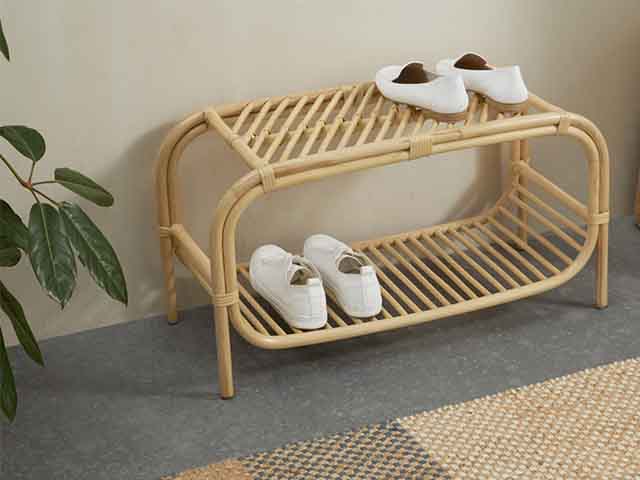 rattan shoe storage - 6 decorating tips for a durable hallway - hallways - goodhomesmagazine.com