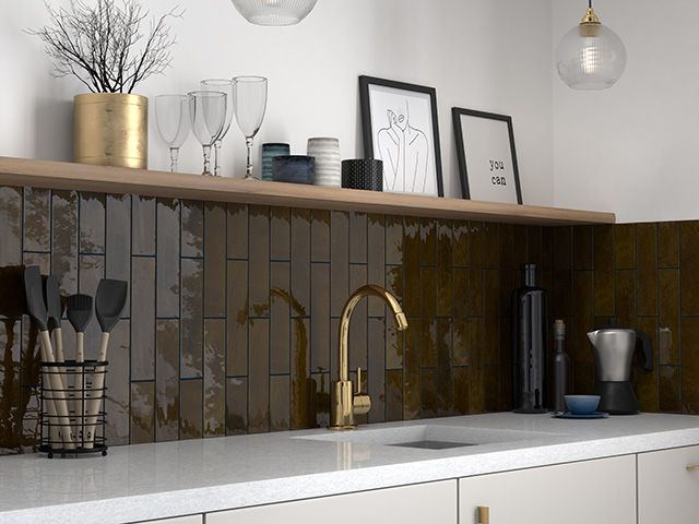 warm neutral kitchen with topps tiles tile of the year Zellica Bronze - news - goodhomesmagazine.com