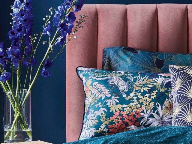 velvet bed in teal bedroom - inspiration - goodhomesmagazine.com